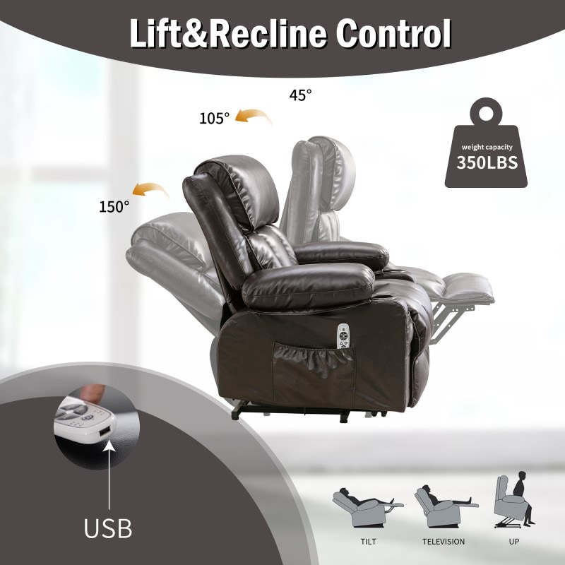 XDL23 Power Lift Recliner Chair With Heat And Massage And Cup